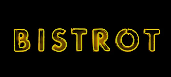Bistrot yellow neon sign — Stock Photo, Image