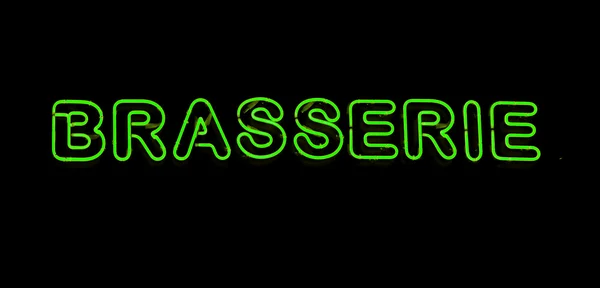 Brasserie neon znak — Zdjęcie stockowe