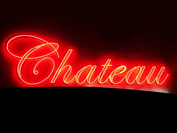 stock image Red Chateau neon sign