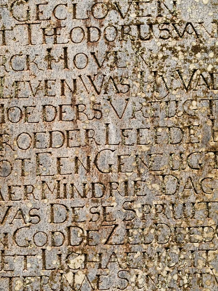 stock image Tombstone engraved with Dutch characters in St Paul Church in Melacca Malaysia