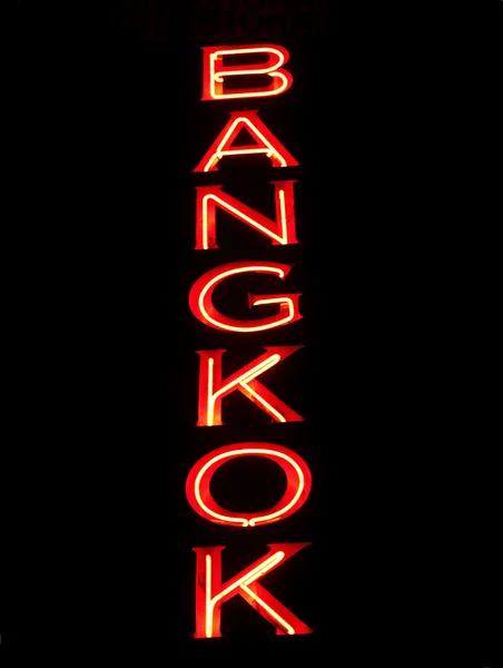 Červená Bangkoku Znamení Čistě Černé Pozadí — Stock fotografie