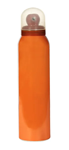 Oranje fles een spray geïsoleerd op een witte achtergrond — Stockfoto