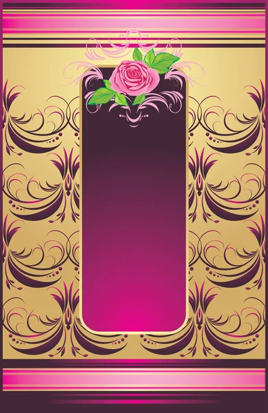 粉红色的玫瑰与饰品装饰的背景上 矢量插画 — 图库矢量图片