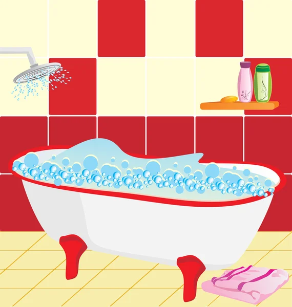 Salle de bains. Préparation à la baignade — Image vectorielle