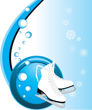 Figure skates. Composition for card. Vector illustration clipart