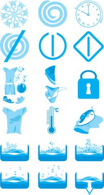 Icons for the instruction to a washing machine clipart