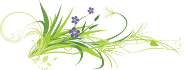 Flowers with grass. Vector illustration clipart