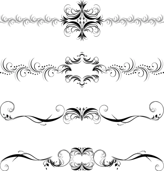Quatre Modèles Pour Cadre Noir Isolé Sur Blanc Illustration Vectorielle — Image vectorielle