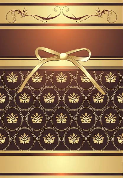 Goldene Schleife auf dem dekorativen Hintergrund — Stockvektor