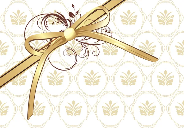 装飾的な背景に飾りと黄金弓 ベクトル イラスト — ストックベクタ