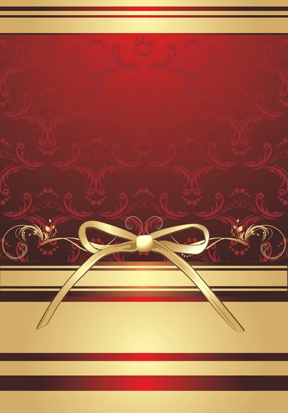 Goldene Schleife Mit Ornament Hintergrund Für Die Verpackung Vektorillustration — Stockvektor