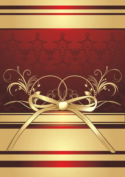 飾りと黄金の弓 装飾的な包装 ベクトル イラスト — ストックベクタ