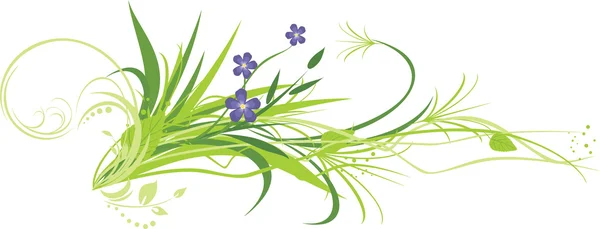 Flores Con Hierba Ilustración Vectorial — Vector de stock