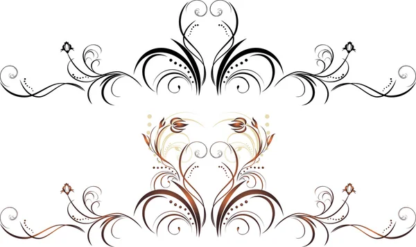 Deux Éléments Floraux Pour Décor Illustration Vectorielle — Image vectorielle