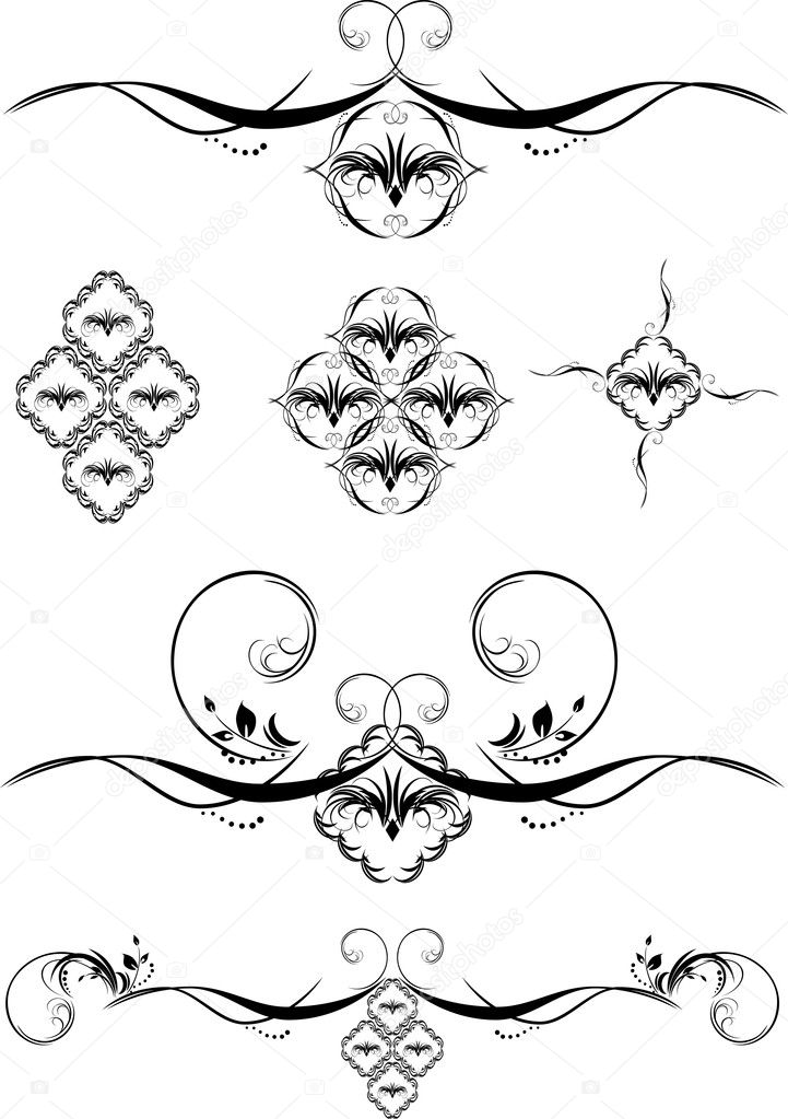 Set of decorative elements for design. Vector illustration