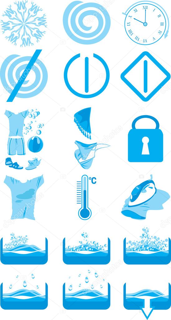 Icons for the instruction to a washing machine