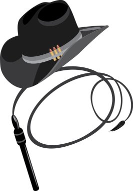 Cowboy hat and whip clipart