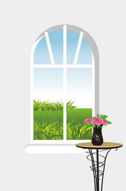 Kind from a window. Vector illustration clipart