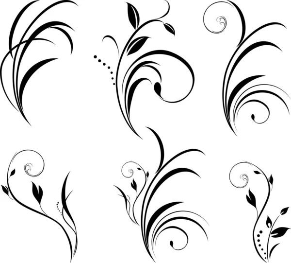 Sprigs Eléments Floraux Pour Décor Illustration Vectorielle — Image vectorielle