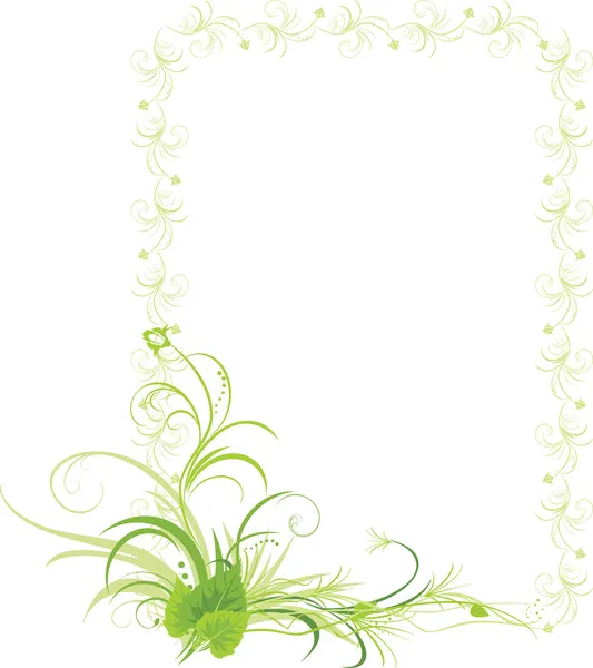 Birkenblätter Mit Floralem Ornament Dekorativen Rahmen Vektorillustration — Stockvektor