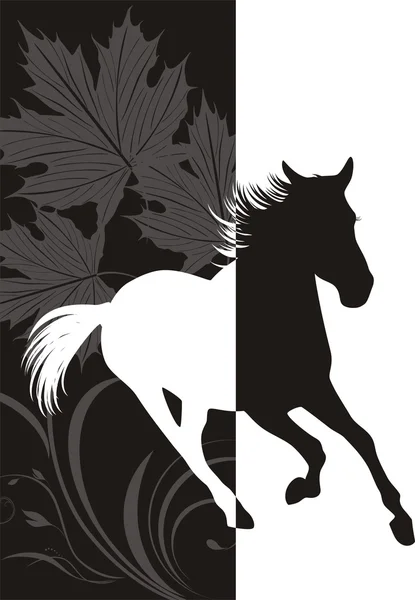 抽象的な背景に馬を急いでのシルエット ベクトル イラスト — ストックベクタ