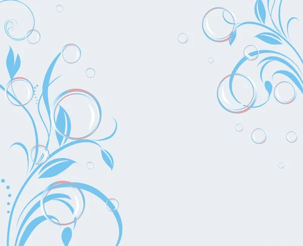 Bubblor Dekorativa Bakgrund Banner Vektor Illustration泡泡和装饰的小树枝 矢量插画 — 图库矢量图片