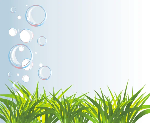 Bubbles ve çim — Stok Vektör