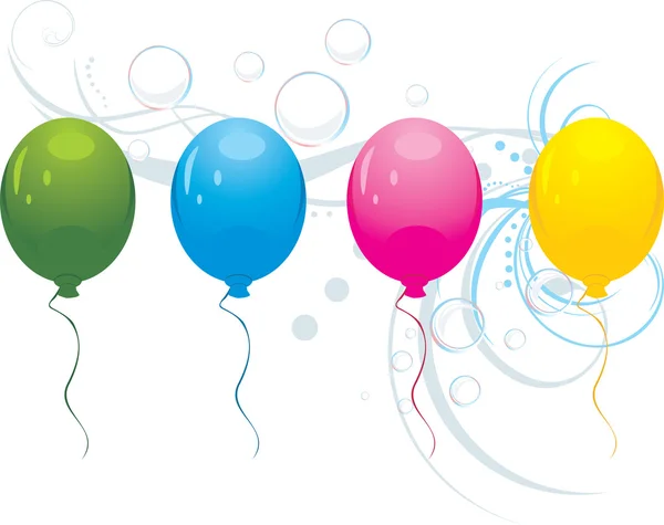 关于泡沫的花卉装饰的彩色气球 矢量插画 — 图库矢量图片