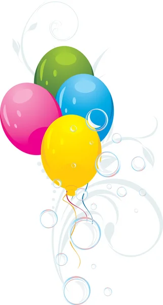Ballons Colorés Avec Ornement Floral Bulles Illustration Vectorielle — Image vectorielle