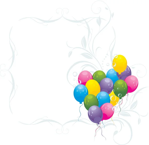 彩色气球装饰框架中的气泡 — 图库矢量图片