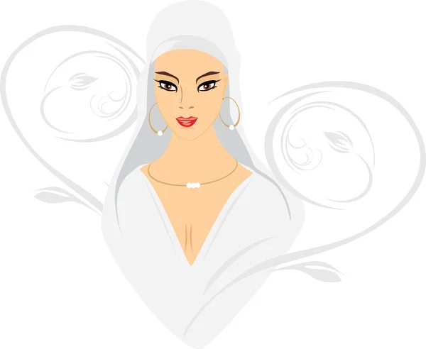 Portret Wschód Piękna Kobieta Ilustracja Wektorowa — Wektor stockowy