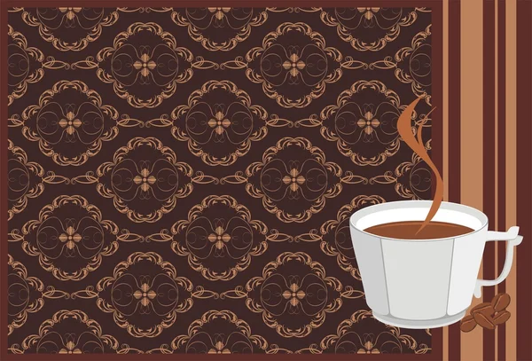 杯子与咖啡和玉米上的装饰背景 矢量插画 — 图库矢量图片