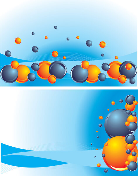 Colorful balls on abstract blue background. Vector illustration