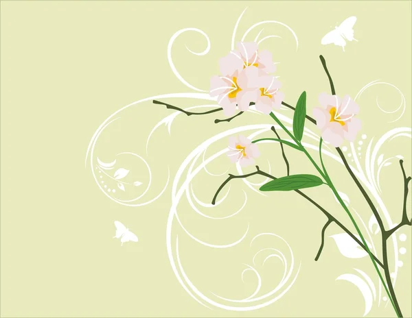 装饰背景上的粉红色花朵 矢量插画 — 图库矢量图片
