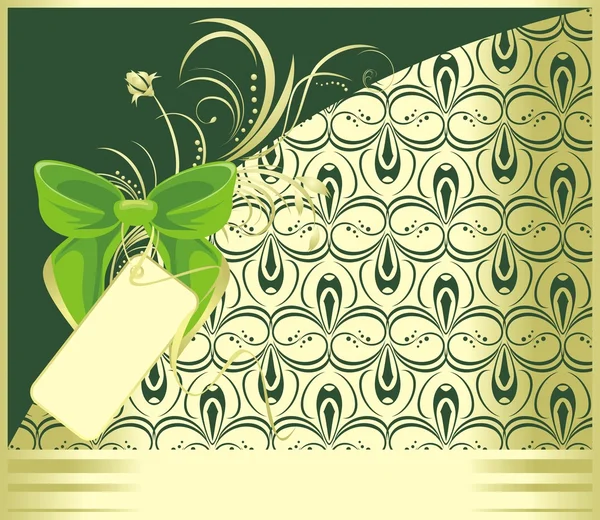 与饰品的绿色弓 装饰卡 矢量插画 — 图库矢量图片