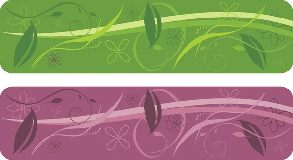 Dva Vzorky Pro Dekorativní Květinové Hranice Vektorové Ilustrace — Stockový vektor