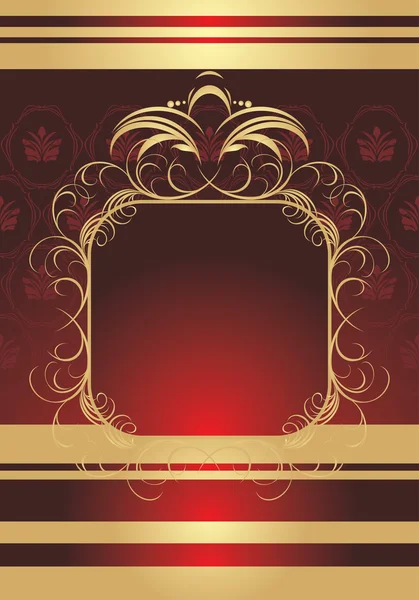 Golden frame on the decorative background for wrapping — Stock Vector