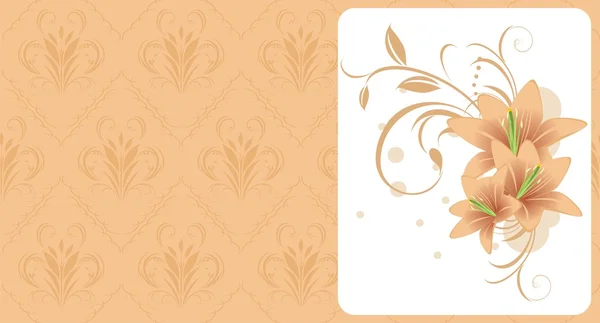 Лилии с орнаментом. Декоративный фон для открытки — стоковый вектор