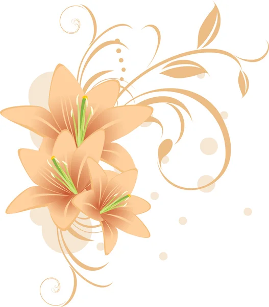 Lilies with decorative ornament — Stock Vector