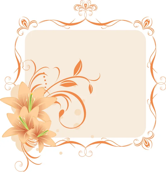 Lilies in the decorative frame — Stock Vector