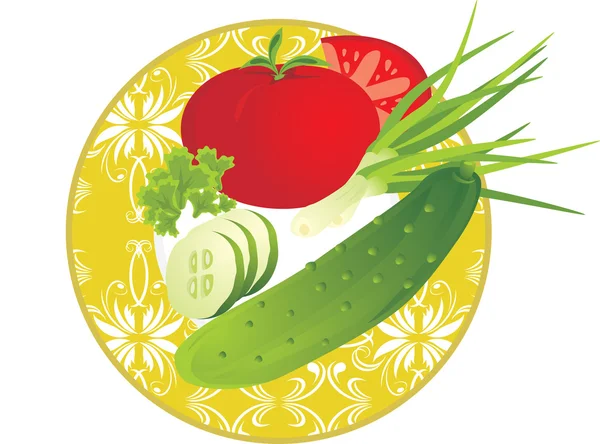 Dish with vegetables — Stock Vector