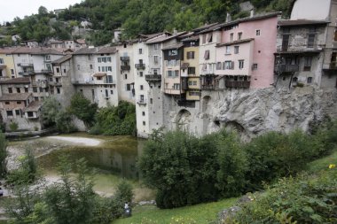 Few of suspended house in pont en royan ( isere , france ) clipart