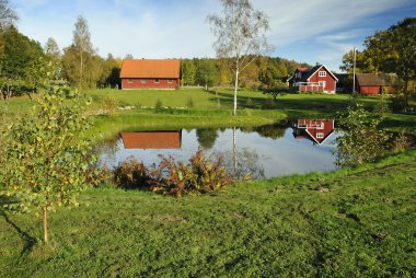 Swedish early country side autumn clipart