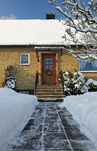 stock image Winter house entry