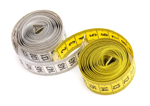 Žluté a bílé měřící pásky — Stock fotografie
