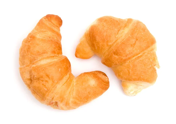 Két croissant elszigetelt fehér — Stock Fotó