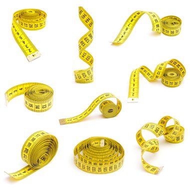 Measuring tapes isolated on white background clipart