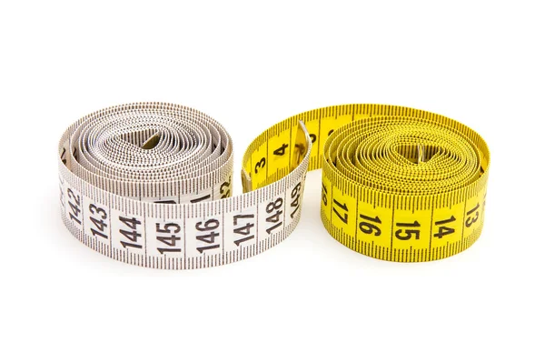 Žluté a bílé měřící páska — Stock fotografie