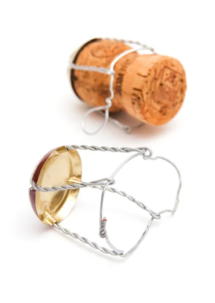 Champagne Cork Tråd Isolerad Vit Bakgrund — Stockfoto