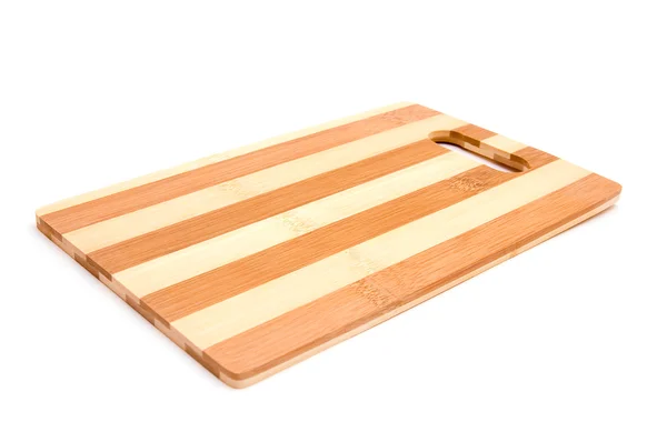 白色背景隔离的木制厨房板 — 图库照片